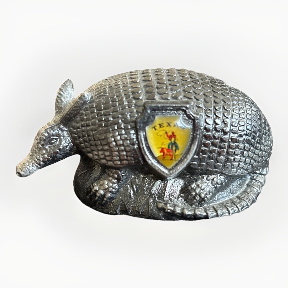 Vintage Texas Armadillo Metal Souvenir Collectible Desk Accessory Gift